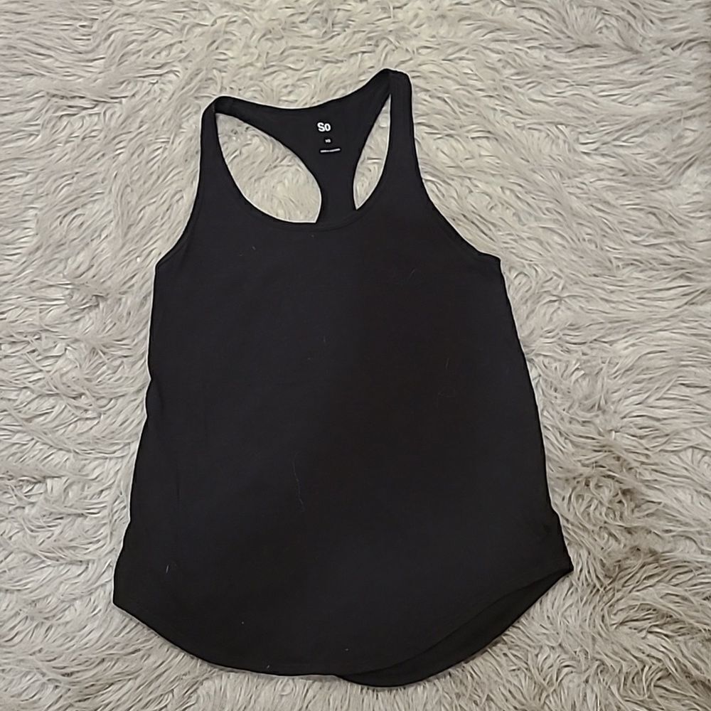 So womens black flowy racerback black cotton tank‎ top size xs